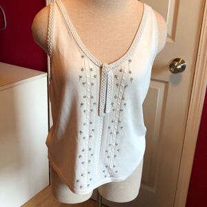 NWT beaded Sigrid Olsen white tank top sz LP